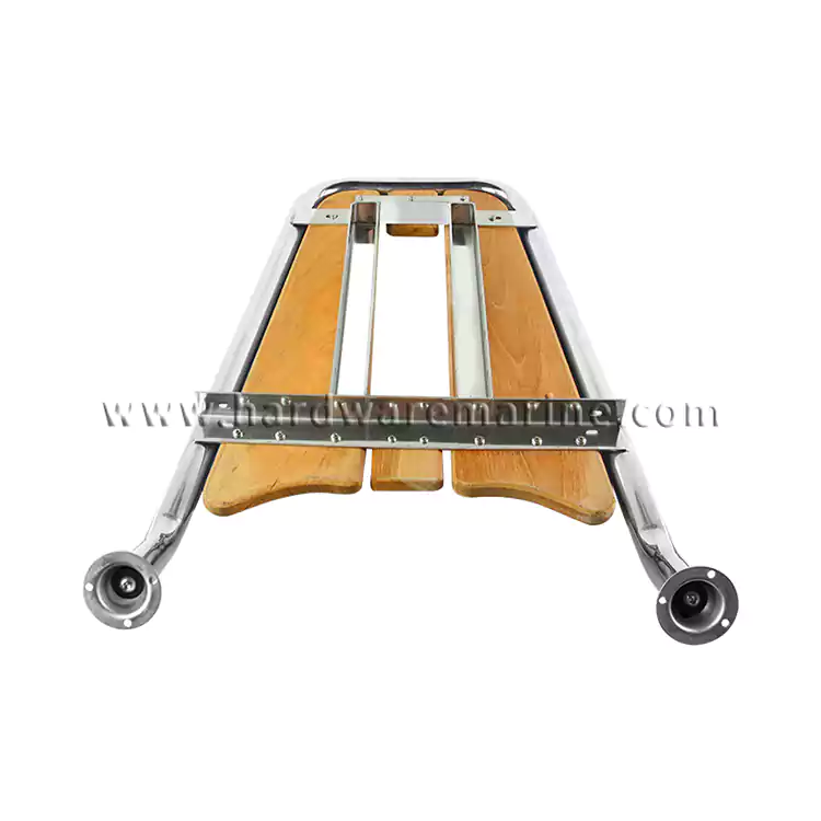Stainless Steel Platform Teak Wood Folding Ladder