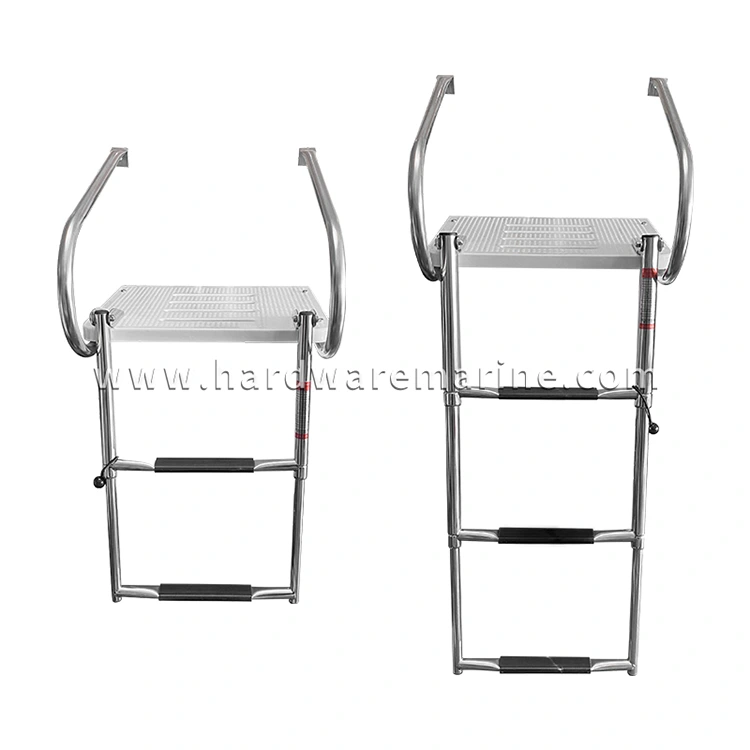 Stainless Steel Marine Folding Telescopic 2/3 Step Ladder With Platform