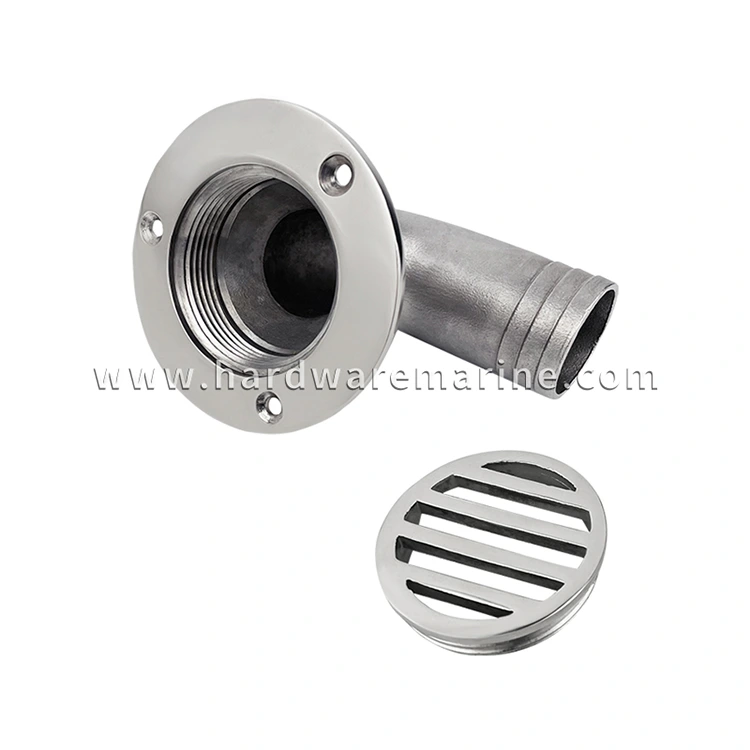 316 Stainless Steel 90 degree Removable Marine Deck Drain Scupper