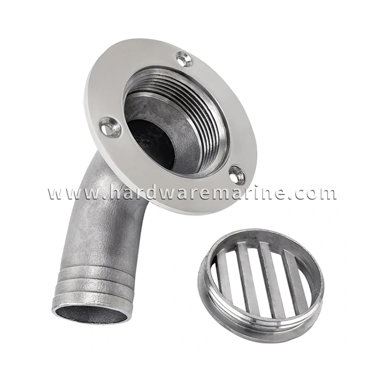 316 Stainless Steel 90 degree Removable Marine Deck Drain Scupper